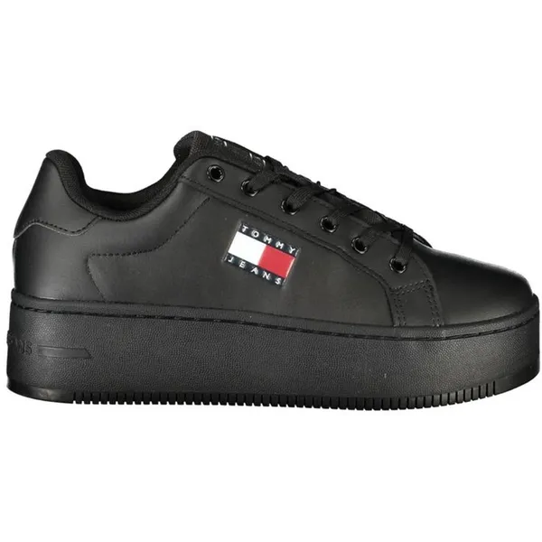 Tommy Hilfiger Zwart Leren Essential Sneakers Met Plateauzool Black — vergelijk prijzen bij 1 winkel