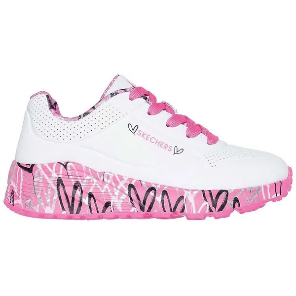 Skechers Uno Lite wit - roze - zilver - zwart
