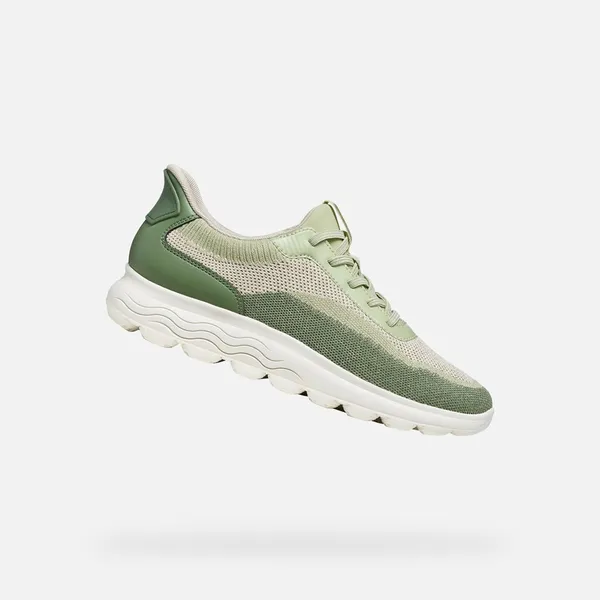 GEOX SPHERICA PLUS DAMES Sneakers Melkwit/Olijfgroen — vergelijk prijzen bij 1 winkel