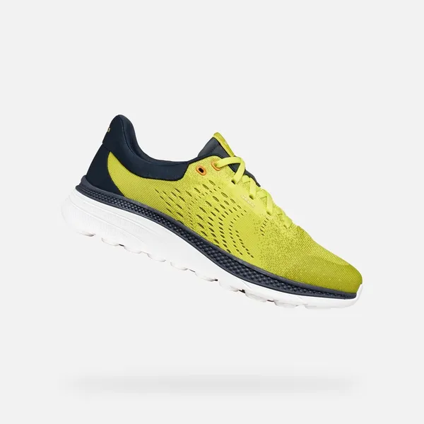 Geox SPHERICA ACTIF X1 HEREN Sneakers Limoen/Marineblauw