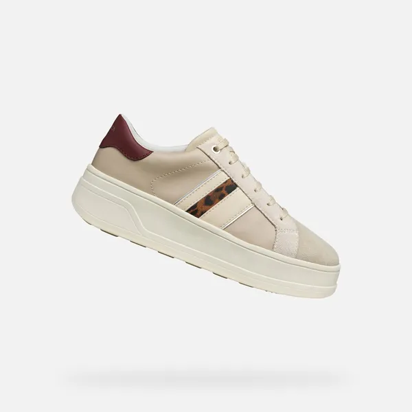 GEOX SPHERICA ECUB-2 DAMES Sneakers - BEIGE/DONKERROOD Beige/Donkerrood — vergelijk prijzen bij 1 winkel