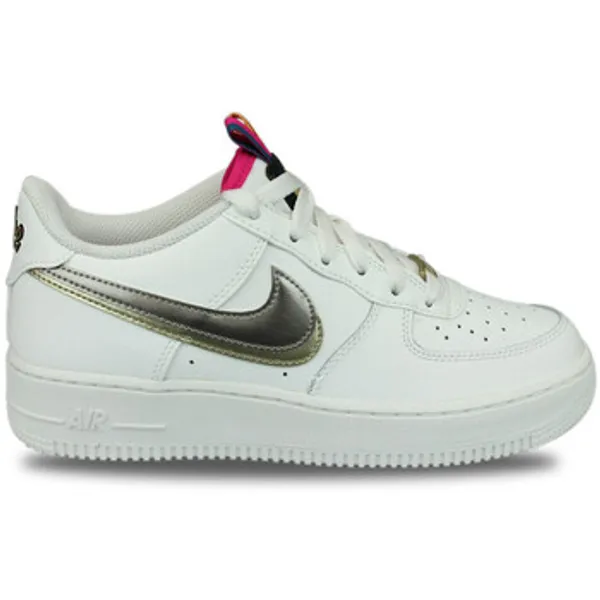 Lage Sneakers Nike Air Force 1 LV8 Double Swoosh Silver Gold Blanc