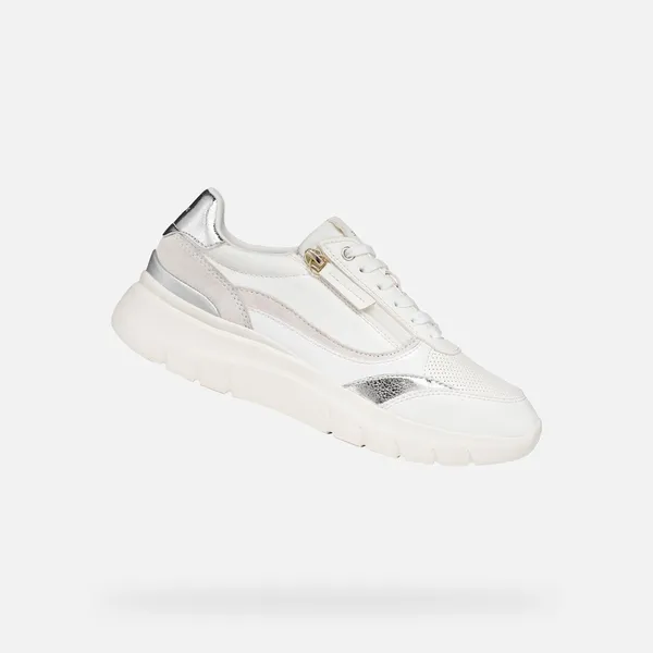 GEOX GEOX PLUMMERY DAMES Sneakers - WIT/ZILVER — vergelijk prijzen bij 1 winkel