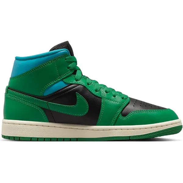 Nike Air Jordan 1 Mid - Sneakers - Unisex - Maat 39 - Zwart/Aquatone/Sail/Lucky Green