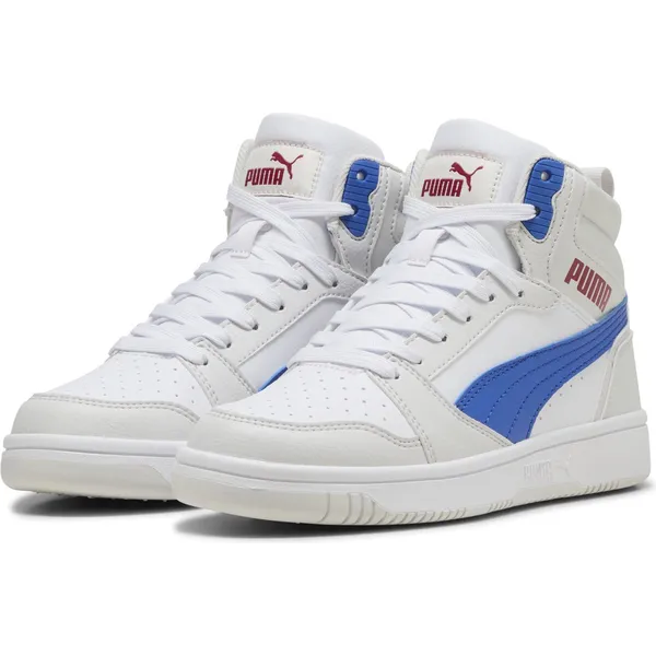 PUMA PUMA Puma Rebound V6 Mid Jr Unisex Sneakers - PUMA White-Vivid Blue-Feather Gray — vergelijk prijzen bij 1 winkel
