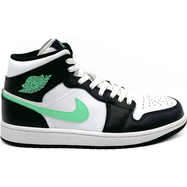 Nike Air Jordan 1 Mid "Green Glow" - Sneakers - Mannen - Wit/Zwart/Green Glow