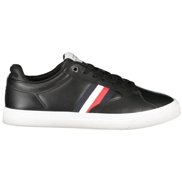 Tommy Hilfiger Leather Sneaker with Lace-Up Closure - Black