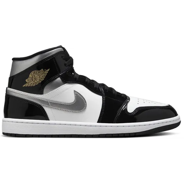 Nike Nike Air Jordan 1 Mid SE - Maat 46 - Patent Black White Silver Gold - Sneakers Heren - Doos Zonder Deksel — vergelijk prijzen bij 1 winkel