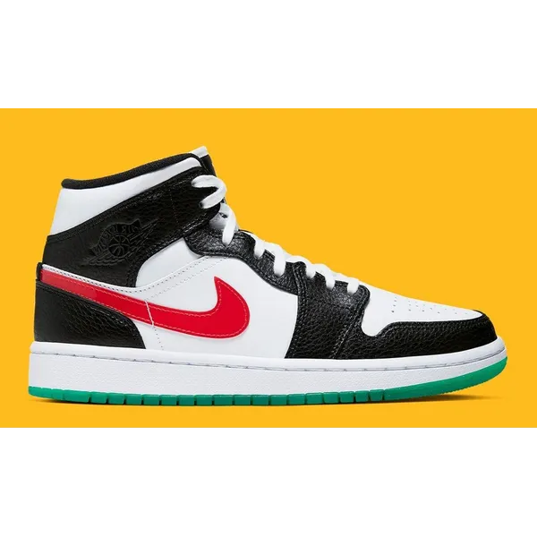 Nike Air Jordan 1 Mid Wit/Zwart/Geel/Rood
