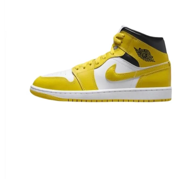 Nike Air Jordan 1 Mid Wmns "Vivid Sulfur" - Sneakers - Unisex - Wit/Zwart/Vivid Sulfur/Geel