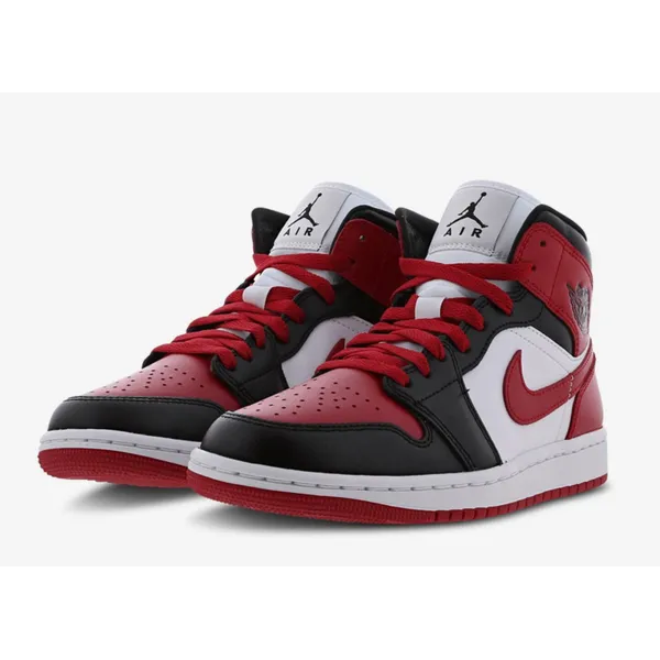 Jordan Jordan Nike Air Jordan 1 Mid - Maat 44 - Sneakers Unisex - Rood/Wit/Zwart — vergelijk prijzen bij 1 winkel