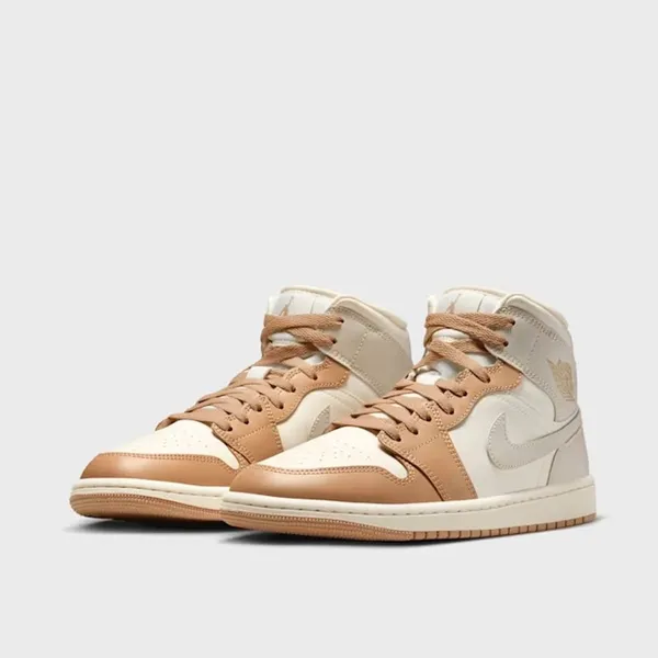 Nike Air Jordan 1 Mid Creme Bruin Grijs