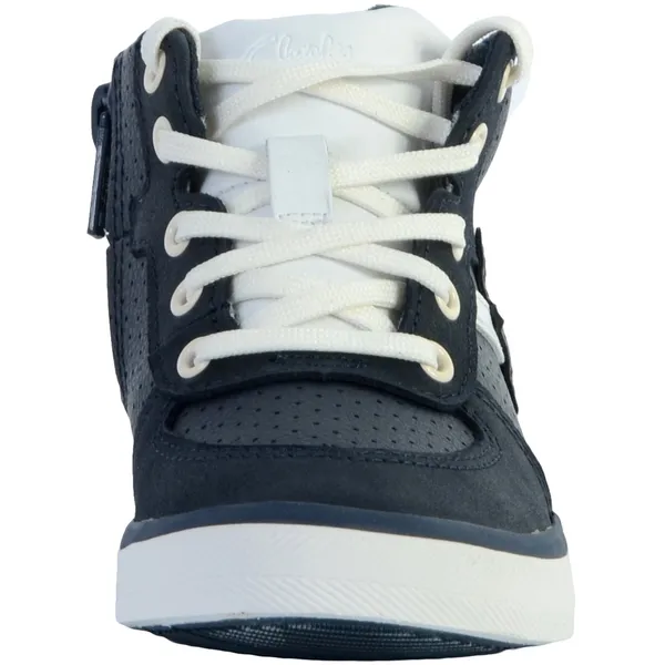 Clarks City Flake leren sportschoenen met hoge bovenkant voor kinderen Blauw