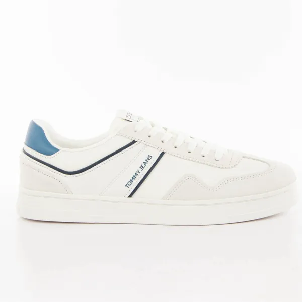 Tommy Hilfiger leren heren sneakers wit blauw - Uitneembare zool